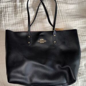 Coach Black Leather Tote Bag